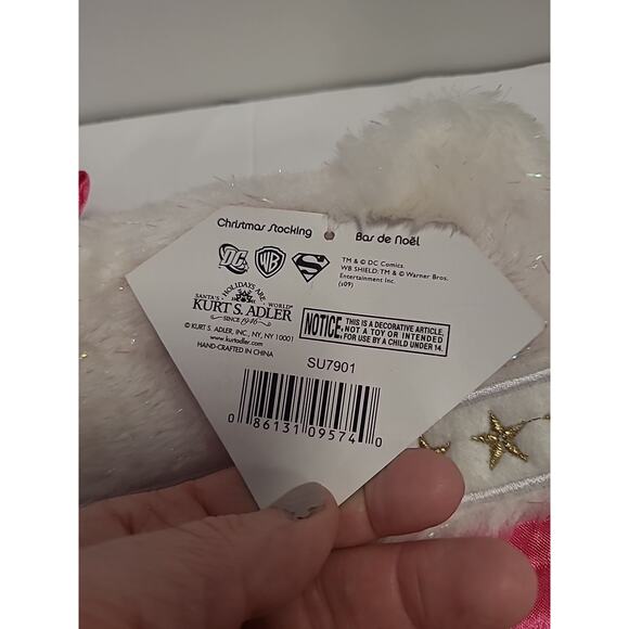 Supergirl Christmas Stocking NEW by Kurt S Adler 18" Hot Pink "S" Logo DC Comics - Picture 6 of 11